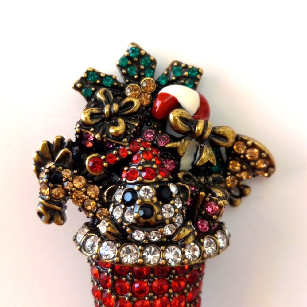 Off Park Collection Christmas Stocking Brooch. - image 3